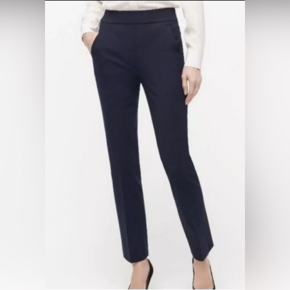J.Crew Remi Bi-Stretch Trousers Women’s 6 Navy High Rise Dress Pants